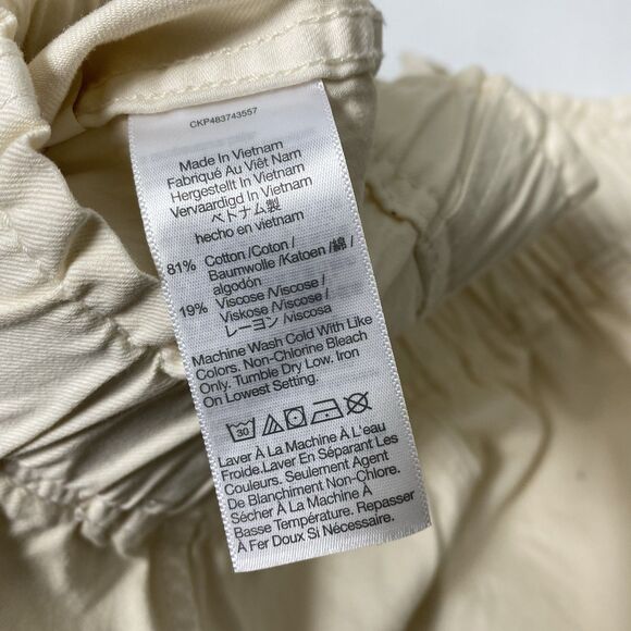 Madewell Pull-On Paperbag Shorts Cream Ivory Elastic Waist Sz 32 Large Bermuda - Picture 7 of 8